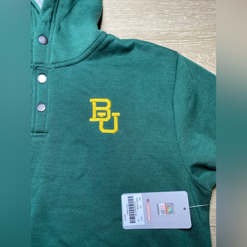 Colosseum Men's Medium Baylor Bears BU Logo 1/4 Snap Pullover Sweatshirt Hoodie - Picture 7 of 11